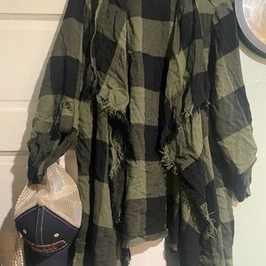 Maurices Olive and Black Checkered Top